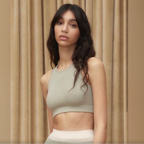 Fear of God ESSENTIALS SS23 knit rib sport tank crop top sports bra | M in Seal - Picture 1 of 11